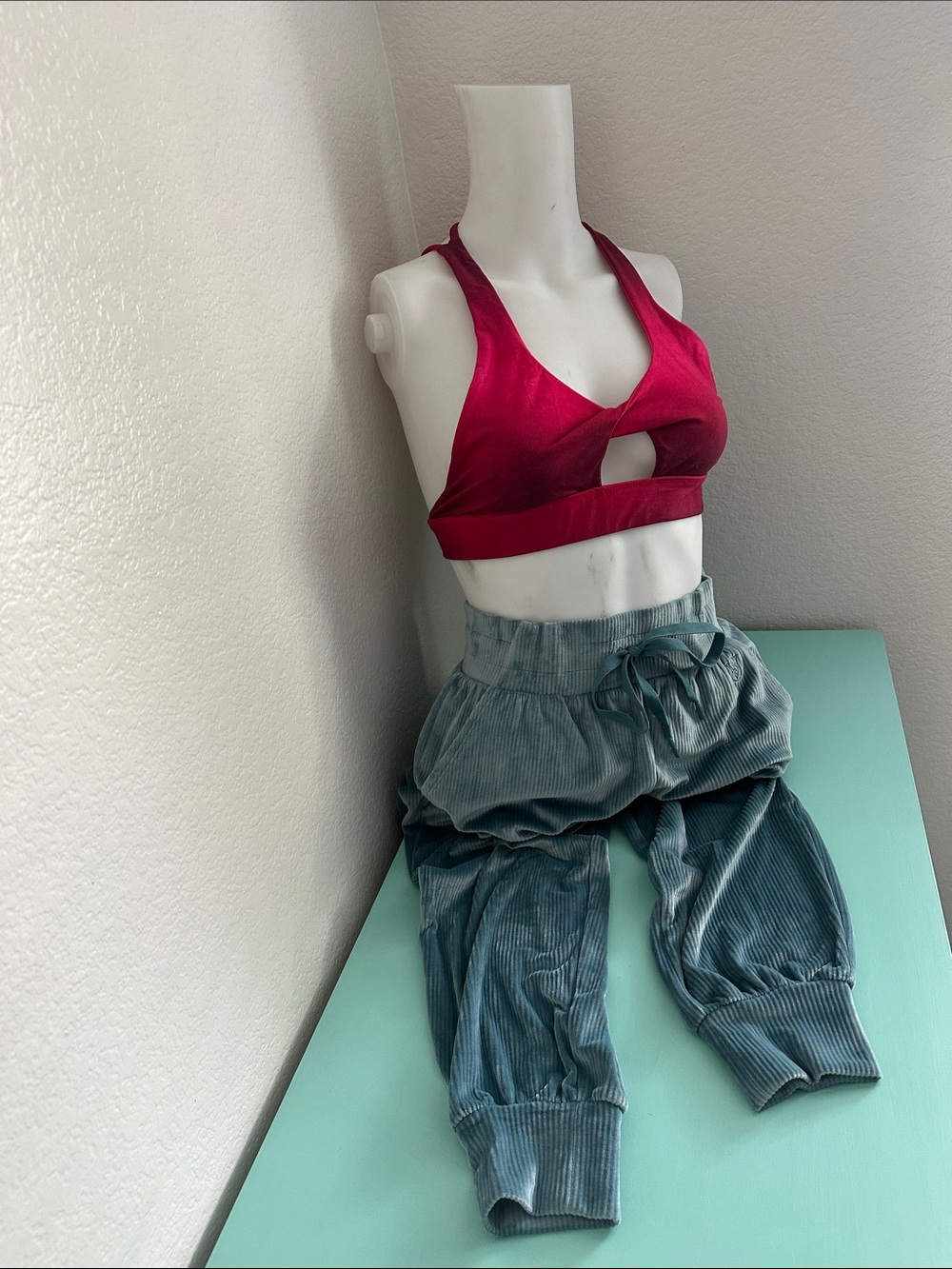 Victoria's Secret On Point Light Teal Corduroy Lounge Pants-XS-used once.